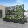 Lirago 6 ft. H x 3 ft. W Metal Planter Box privacy screen Garden Bed with Trellis and Wheels - Black - 3 of 4