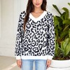 Anna-Kaci Women's Leopard Print V-Neck Long Sleeve Pullover with Contrast Trim for Daily Wear - 3 of 4