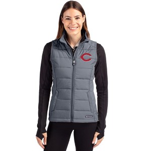 Cincinnati Reds Cutter & Buck Evoke Hybrid Softshell Recycled Womens Full Zip Vest - 1 of 1