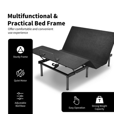 Queen Adjustable Black Metal Frame Bed Base with Remote Control