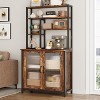 Bakers Rack with Cabinet, 5 Tier Microwave Stand 63.78", Baker Rack with Fluted Door Large Kitchen Oven Stand Tall Bar Cabinet, Retro Brown - 4 of 4
