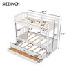 NicBex Twin Over Twin Bunk Bed with Trundle ,Loft Bed with Safety Guardrail and Drawers for Bedroom,White/Espresso - 3 of 4
