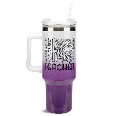 Elanze Designs World's Best Kindergarten Teacher 40 oz. Stainless Steel, Large Water Bottle Coffee Mug, Spill & Leak Resistant, Thermal Travel Tumbler
