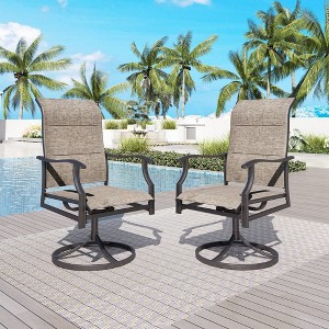 2pk Steel Patio 360 Swivel Padded Arm Chairs with Sling Seat & Back - Captiva Designs: Weather-Resistant, Rustproof Outdoor Furniture - 1 of 4