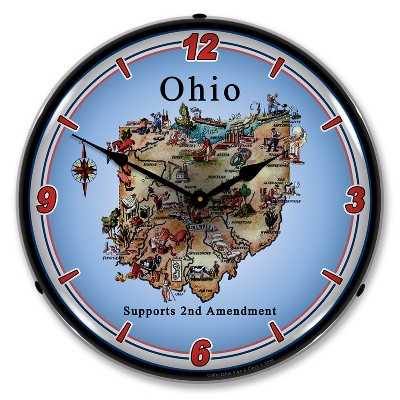 Collectable Sign & Clock | Ohio Supports the 2nd Amendment LED Wall Clock Retro/Vintage, Lighted