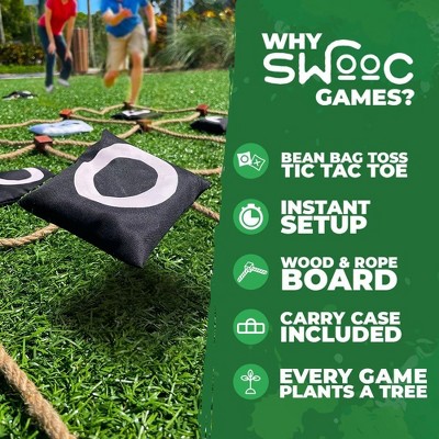 SWOOC Games - Giant Tic Tac Toe Outdoor Game | 3ft x 3ft | Instant Setup, No Assembly | Bean Bag Toss Outdoor Games For Kids 8-12 | Giant Yard Games