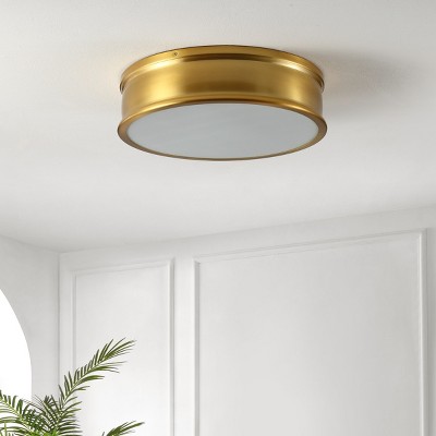 Adria 16" Brass Gold Iron Flush Mount Light with Glass Shade