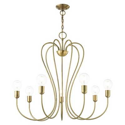 Antique Brass 7-Light Candle Chandelier with Crystal Accents