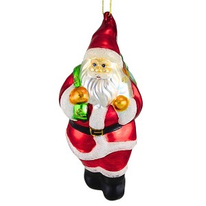 Craftoutlet.Com 6.5 Inch Santa With Bagged Tree Christmas Mercury Glass Tree Ornaments - 1 of 4