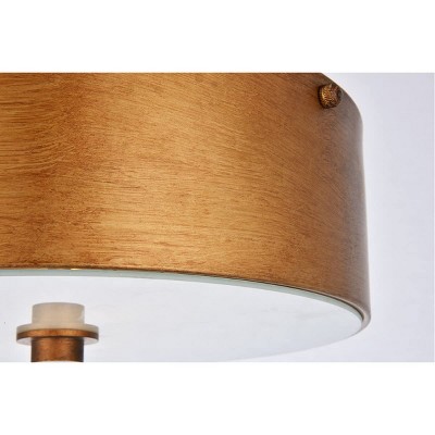 Hazen Vintage Gold 12" Frosted White Glass Drum Flush Mount