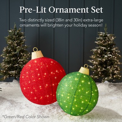 Large Red and White LED Lighted Outdoor Ornament Set