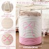 Pink Bow Laundry Hamper Tall Cotton Rope Laundry Basket Hamper Large Bow Girly Nursery Basket Storage - 2 of 4