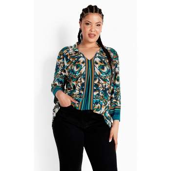 Women's Plus Size Marni Placement Top - Teal | AVE STUDIO