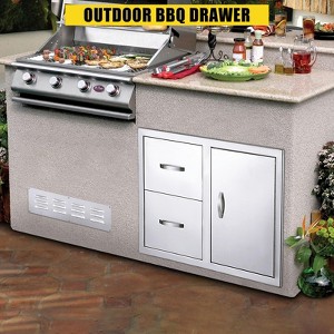 Stainless Steel Outdoor Kitchen Cabinet Door Set - Left Drawer + Right Door , NSF Double Wall, Includes Vent Panel for Grill/BBQ Islands & Fire Pits - 1 of 4