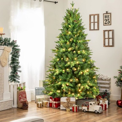 NicBex 6ft Prelit Artificial Christmas Tree with 1228 Branch Tips, 350 Warm White LEDs and Metal Stand for Decoration