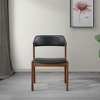 High Quality Mid-Century Modern Black Leather Dining Chair (Set of 2) with Solid Wood Base 21.1"W x 24.5"D x 30.1"H for Living Room Bedroom Outdoor - 4 of 4