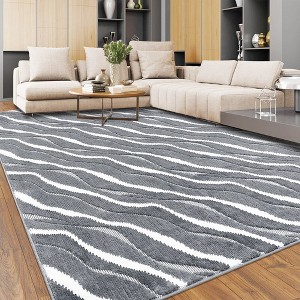 WhizMax Modern Area Rug AbstractSoft Fluffy Throw Carpet Accent Rug for Living Room Bedroom - 1 of 4