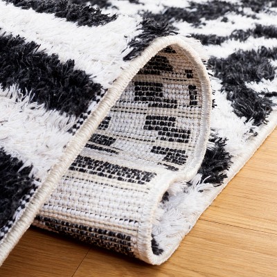 Augustine 6'4" Black/Ivory Synthetic Flat Woven Square Rug