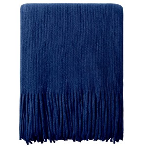 Acrylic Knitted Throw Blanket, Lightweight Soft Woven Blanket with Tassels, Decor for Couch & Bed, 51 x 67 inches - NTBAY - 1 of 4