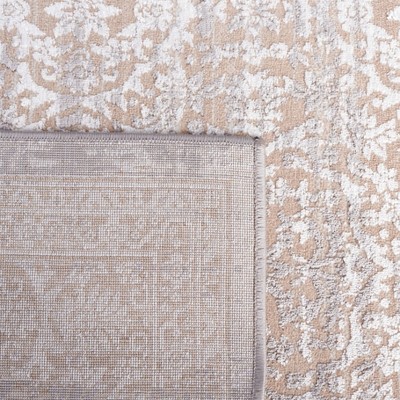 Beige and Ivory Hand-Knotted Synthetic Area Rug