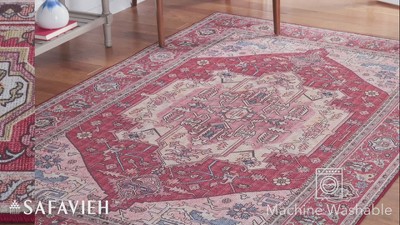 Modern Tucson Red Synthetic 3'x5' Machine-Washable Area Rug
