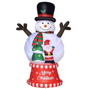 Outsunny 95.75" Inflatable Christmas Snowman with Crystal Ball Body and Black Hat, Blow-Up Outdoor LED Yard Display for Lawn Garden Party - 1 of 4