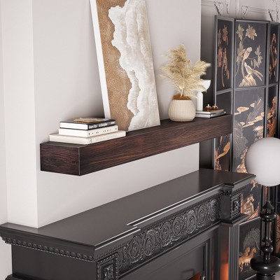 Traditional Farmhouse Dark Chocolate Cap-Shelf Mantel