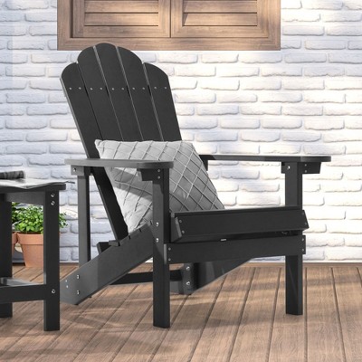 Sonkuki Faux Wood Adirondack Chair with High Back and Wide Seat