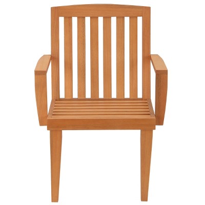 Eucalyptus Wood Dining Armchair with Beige Cushion