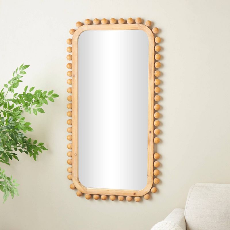 45&#34;x24&#34; Wood Wall Mirror with Beaded Frame Brown - Olivia &#38; May, 2 of 9