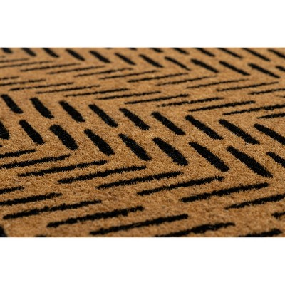 2' x 5' Black and Natural Coir Fishbone Doormat