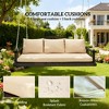 Okak 3 Person Wicker Porch Swing with Pillows and Cushion, Hanging Chair with Chain and Tray, Outdoor Swing for Garden, Backyard - 3 of 4