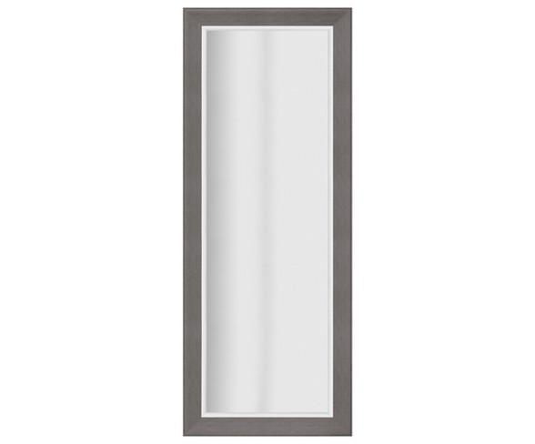 24"x70" Woodgrain Framed Beveled Wall or Leaner Mirror Gray - Gallery Solutions