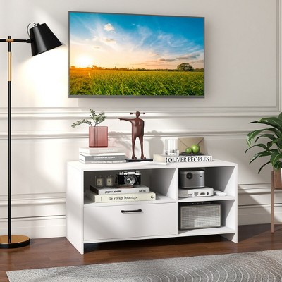 Tangkula TV Stand For TVs Up To 73 Inches - 63" Media Console With 3 Drawers & 2 Glass Shelves, Gray