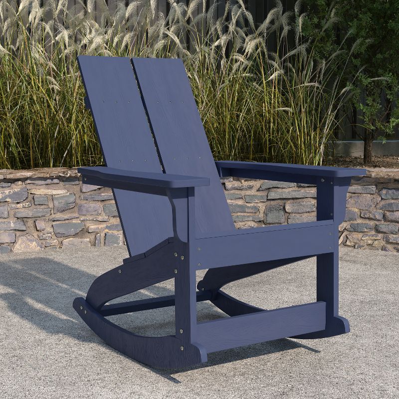 Merrick Lane Wellington UV Treated All-Weather Polyresin Adirondack Rocking Chair for Patio, Sunroom, Deck and More, 3 of 13