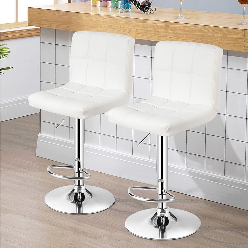 Costway Set of 2 Adjustable Bar Stools PU Leather Swivel Kitchen Counter Pub Chair, 4 of 11