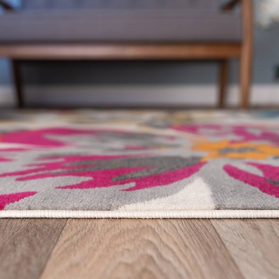 Floral Elegance Multi-Color Synthetic Round Area Rug, 7'6" x 9'5"
