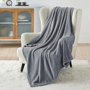 Bedsure Flannel Blanket – Solid Color Plush Throw, Ultra Soft and Fuzzy, 300GSM Lightweight Cozy Blanket for Bed or Sofa - 1 of 3
