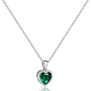 Aquamarine Heart Pendant Necklace Sterling Silver Birthstone Jewelry - 1 of 4