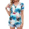 Nlife Womens Puff Short Sleeve Hawaiian Shirts Floral Tropic Printed Pleated V Neck Summer Casual T-Shirt Trendy Boho Blouses Tops - 3 of 4
