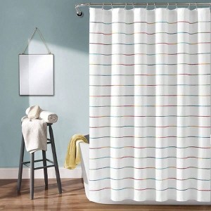 Ombre Stripe Yarn Dyed Cotton Shower Curtain, 72 Wx 72 L, Rainbow - Striped Bathroom Curtain - Farmhouse Coastal - 1 of 4