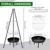 Winado Campfire Tripod Grill Adjustable Height BBQ Grill Grate With Fire Bowl - 2 of 4