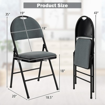 Gray Ergonomic Metal Frame Armless Folding Chairs, Set of 2