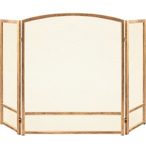 Best Choice Products 54.25x30.25in 3-Panel Steel Mesh Fireplace Screen, Spark Guard w/ Rustic Worn Finish - 1 of 4