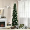 Whisen 7.5FT Pencil Artificial Christmas Tree with Realistic Branches, Pine Cones, Metal Base - Green - 2 of 4