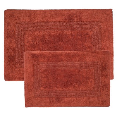 Hastings Home 2-Piece Machine Washable Cotton Bathroom Mat Set (Brick)