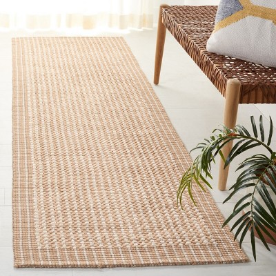 Hand-Knotted Beige Jute 2' x 6' Runner Rug with Non-Slip Feature