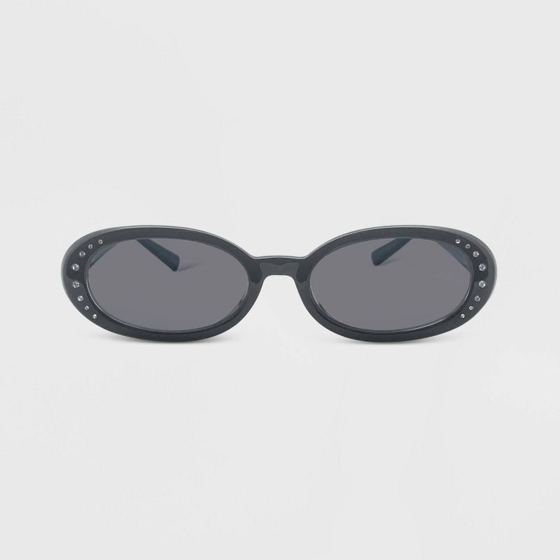 Women&#39;s Plastic Oval Rhinestones Sunglasses - Wild Fable&#8482; Black, 1 of 3