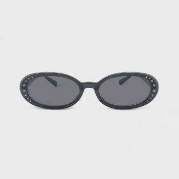 Women's Plastic Oval Rhinestones Sunglasses - Wild Fable™ Black