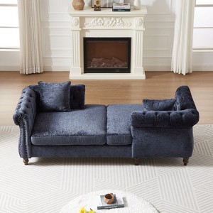 81-inch Chenille Face-to-face Chaise Lounge with Two Pillows,Nailhead trim,Button Tufted Design and Rolled Arms for Lounge, Living room and Office - 1 of 4